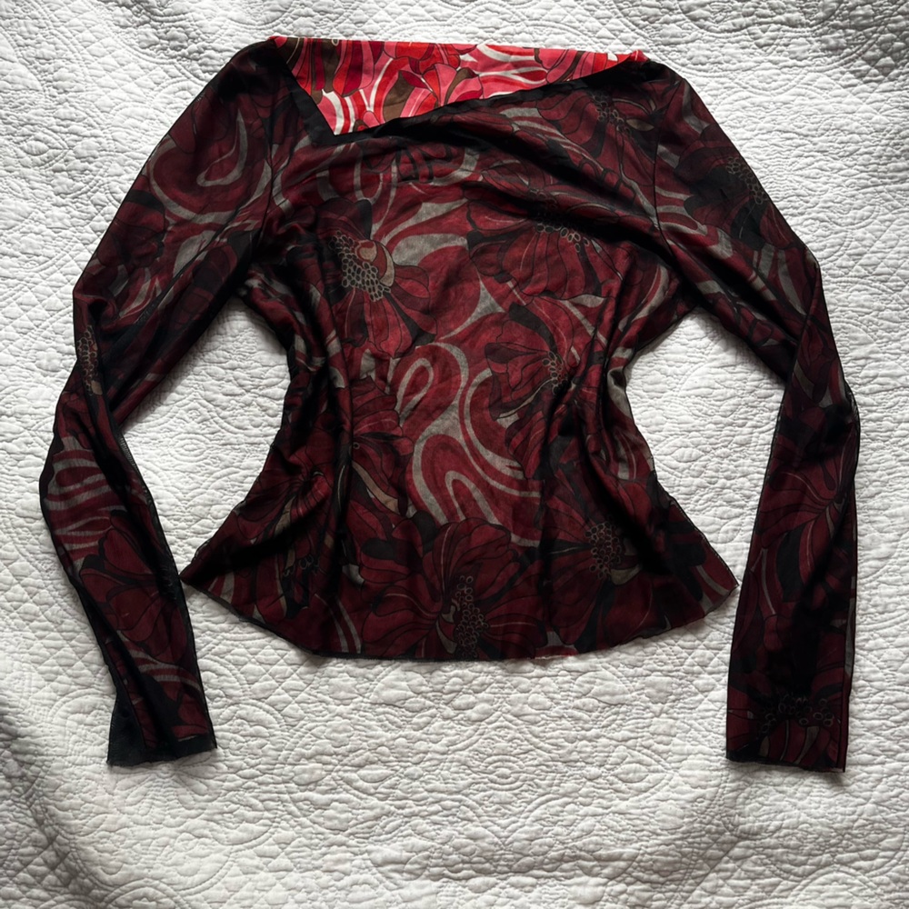 Mesh Floral Long Sleeve Top